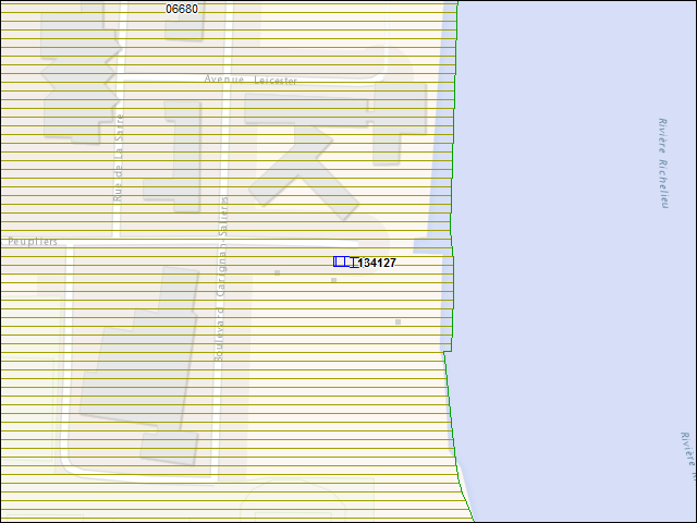 Une carte de la zone qui entoure immédiatement le bâtiment numéro 134127