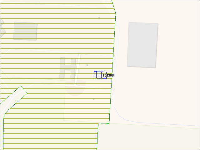 Une carte de la zone qui entoure immédiatement le bâtiment numéro 134308