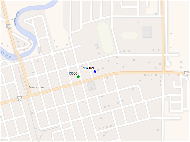 A map of the area immediately surrounding building number 137169