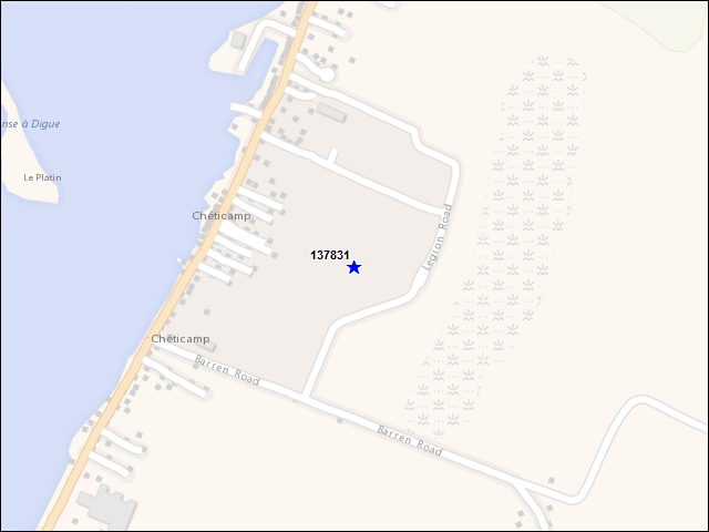 A map of the area immediately surrounding building number 137831