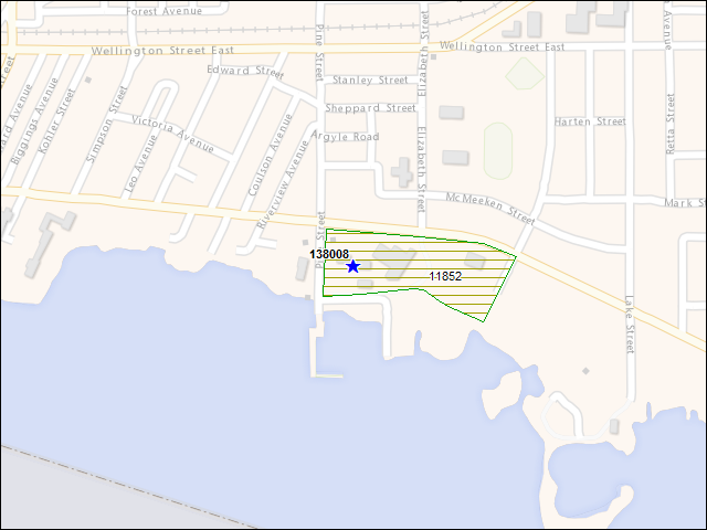 Une carte de la zone qui entoure immédiatement le bâtiment numéro 138008