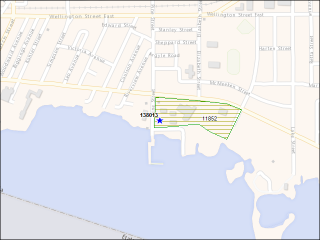 Une carte de la zone qui entoure immédiatement le bâtiment numéro 138013