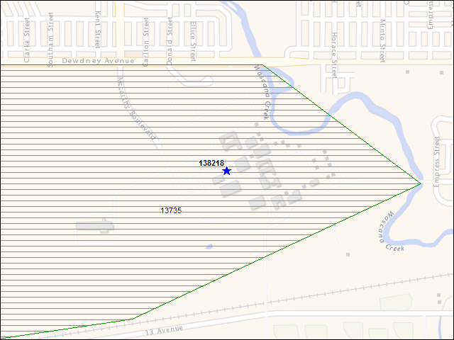 Une carte de la zone qui entoure immédiatement le bâtiment numéro 138218