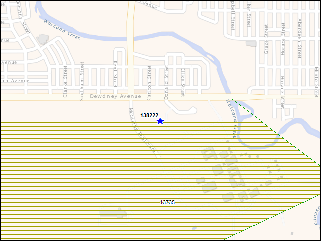 Une carte de la zone qui entoure immédiatement le bâtiment numéro 138222