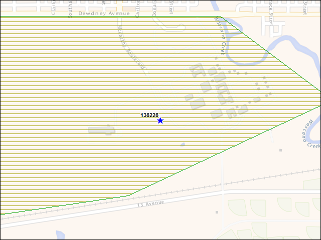 Une carte de la zone qui entoure immédiatement le bâtiment numéro 138228