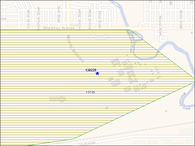 Une carte de la zone qui entoure immédiatement le bâtiment numéro 138229