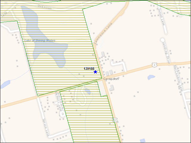 Une carte de la zone qui entoure immédiatement le bâtiment numéro 139188