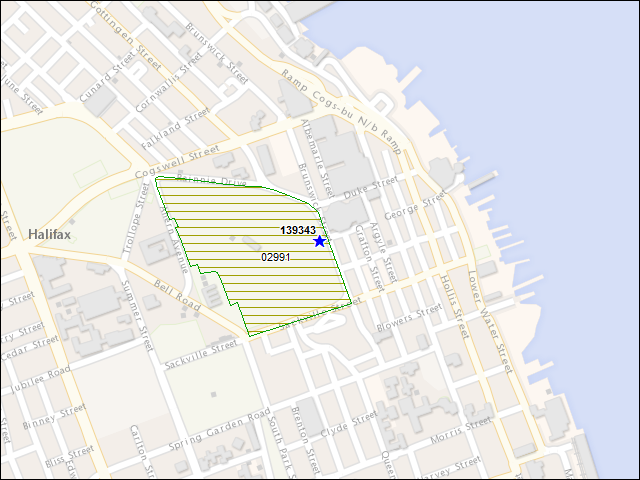 Une carte de la zone qui entoure immédiatement le bâtiment numéro 139343