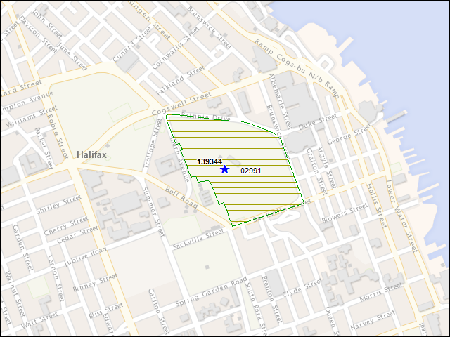 Une carte de la zone qui entoure immédiatement le bâtiment numéro 139344