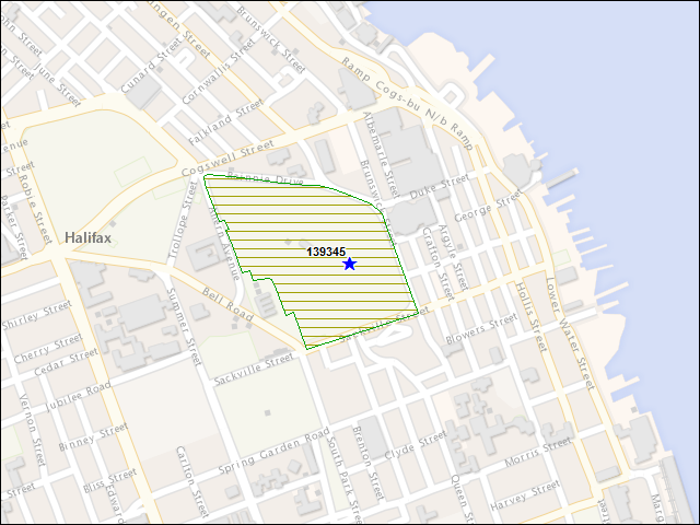 Une carte de la zone qui entoure immédiatement le bâtiment numéro 139345