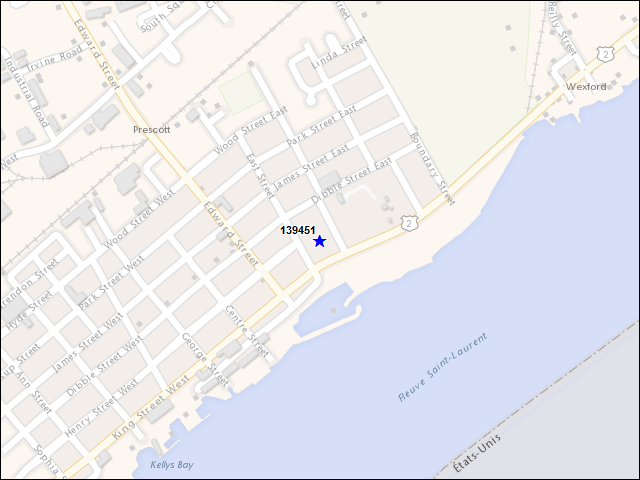 Une carte de la zone qui entoure immédiatement le bâtiment numéro 139451