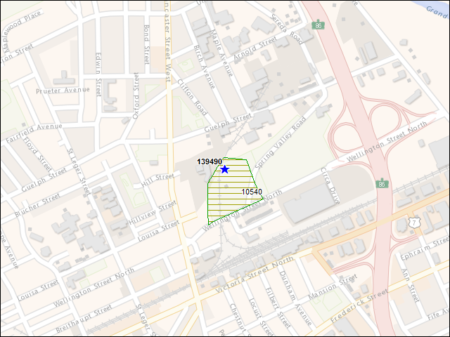 Une carte de la zone qui entoure immédiatement le bâtiment numéro 139490