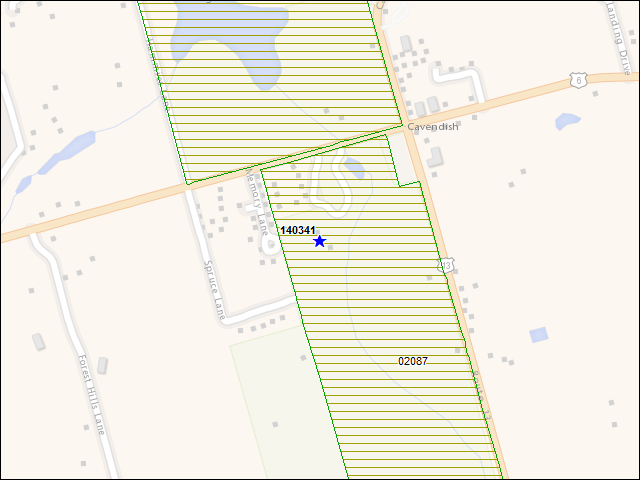 Une carte de la zone qui entoure immédiatement le bâtiment numéro 140341