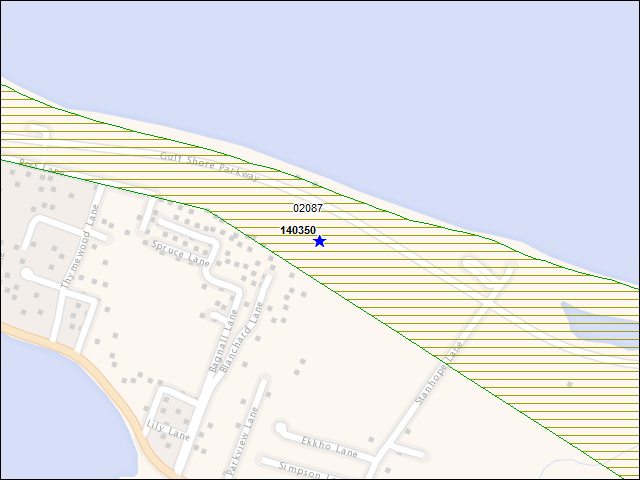 Une carte de la zone qui entoure immédiatement le bâtiment numéro 140350
