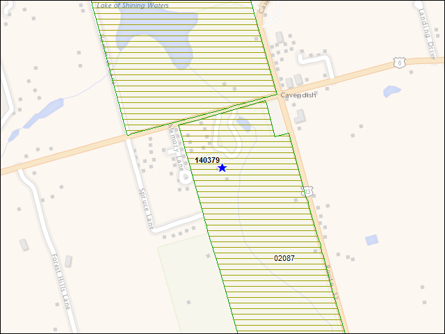 Une carte de la zone qui entoure immédiatement le bâtiment numéro 140379