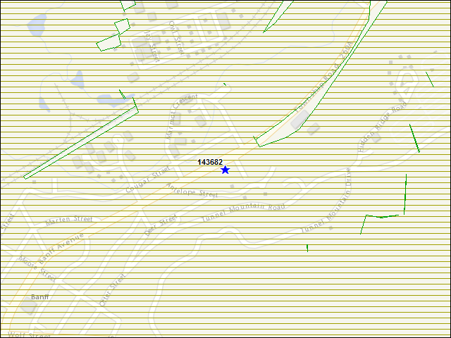 Une carte de la zone qui entoure immédiatement le bâtiment numéro 143682