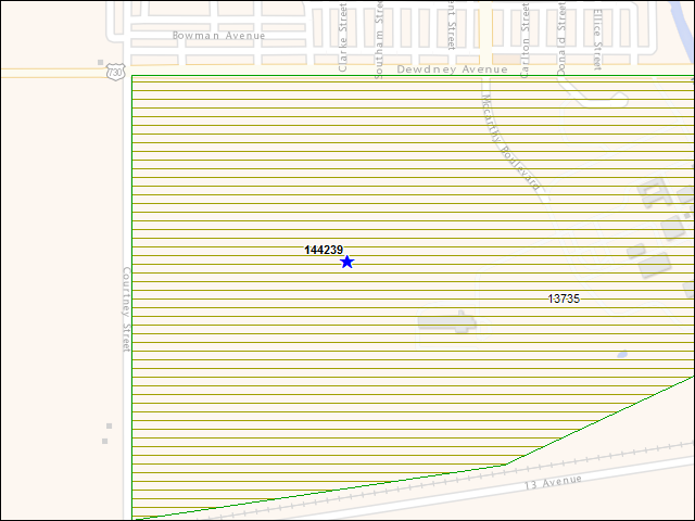 Une carte de la zone qui entoure immédiatement le bâtiment numéro 144239