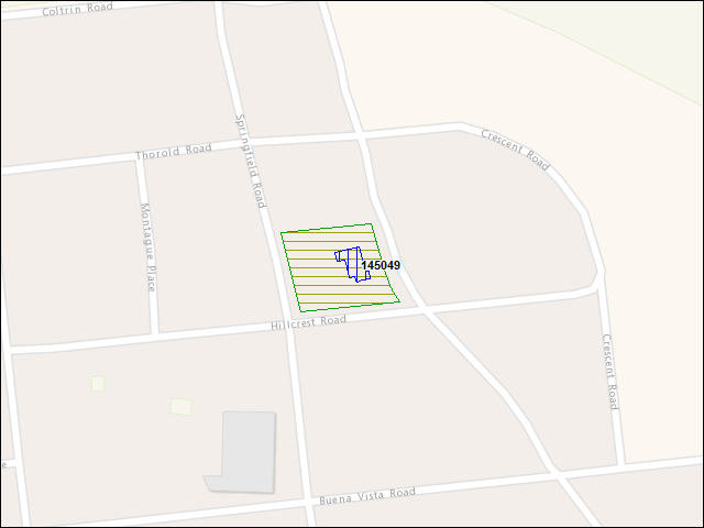 Une carte de la zone qui entoure immédiatement le bâtiment numéro 145049