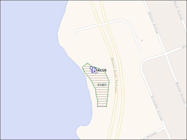 Une carte de la zone qui entoure immédiatement le bâtiment numéro 145328
