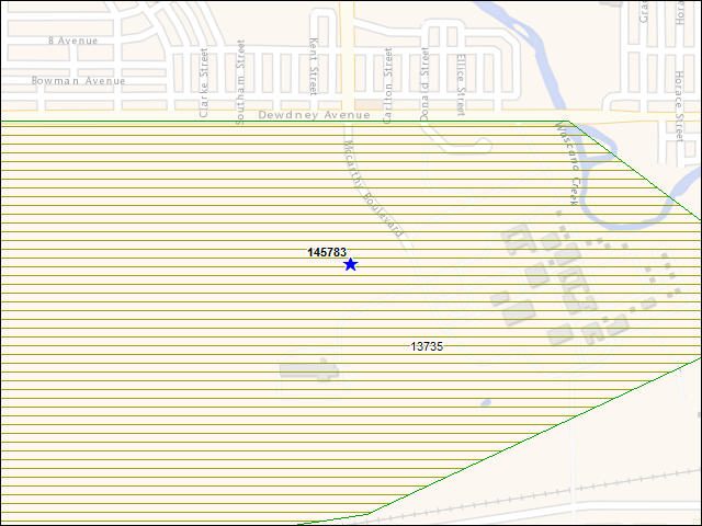 Une carte de la zone qui entoure immédiatement le bâtiment numéro 145783