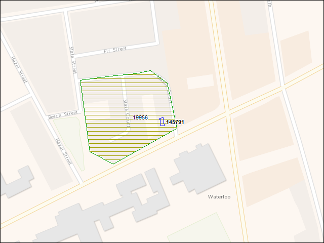 Une carte de la zone qui entoure immédiatement le bâtiment numéro 145791