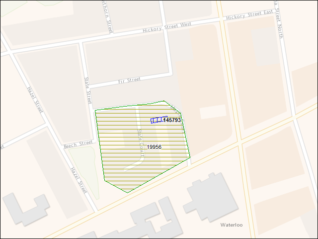 Une carte de la zone qui entoure immédiatement le bâtiment numéro 145793