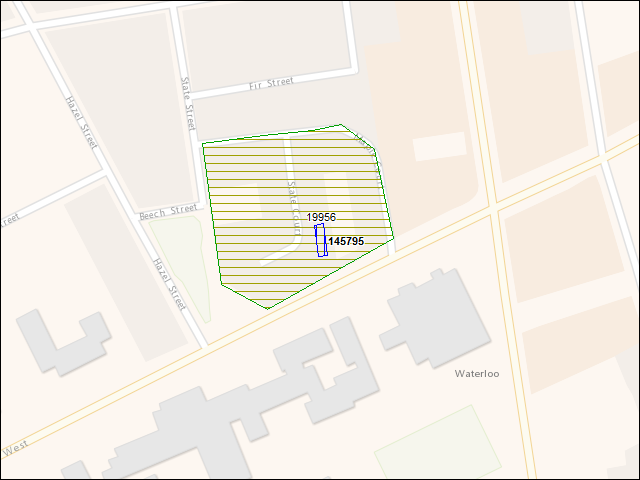 Une carte de la zone qui entoure immédiatement le bâtiment numéro 145795